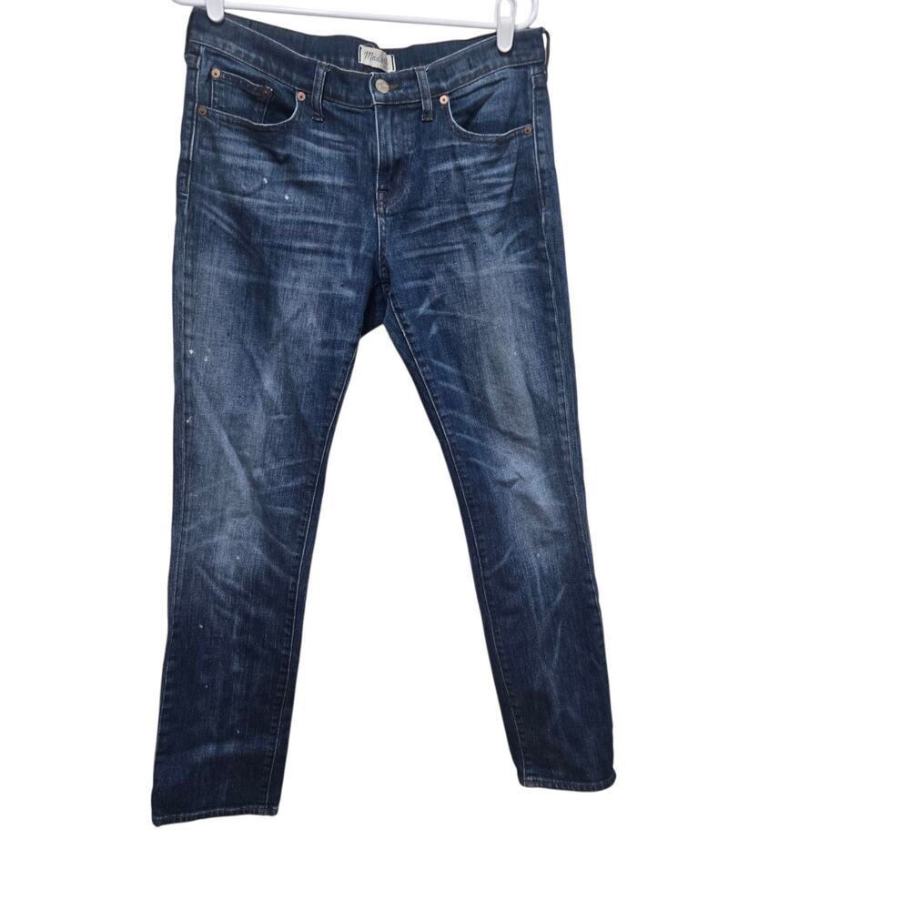 Madewell Slim Boy Jean Size 28 Dark Wash Denim Jeans Paint Splatter
